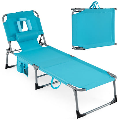 Adjustable Tanning Lounge Chair Set of 2 with Face Hole