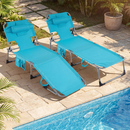 Adjustable Tanning Lounge Chair Set of 2 with Face Hole