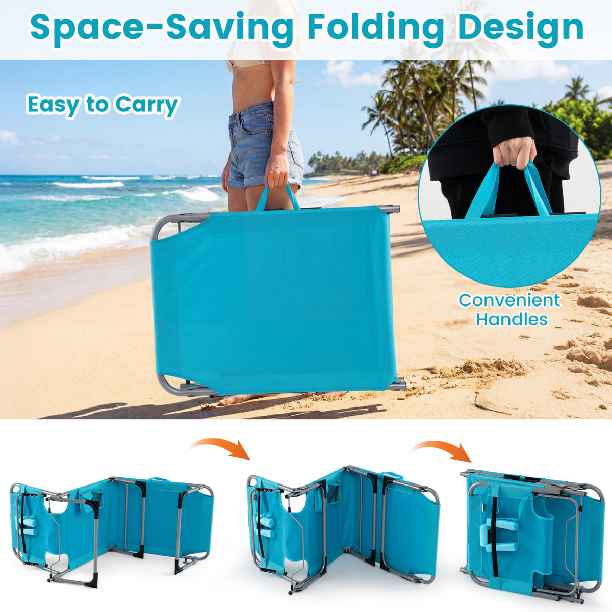 Adjustable Tanning Lounge Chair Set of 2 with Face Hole
