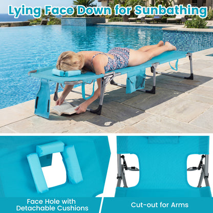 Adjustable Tanning Lounge Chair Set of 2 with Face Hole