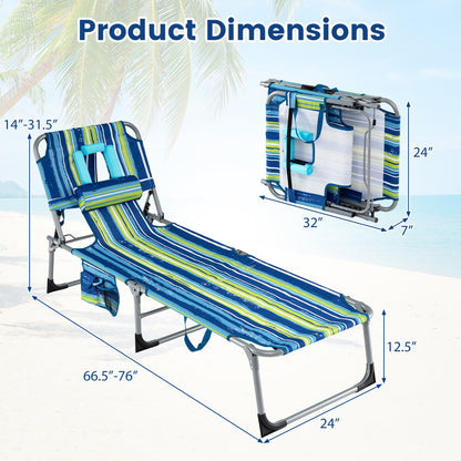 Adjustable Tanning Lounge Chair Set of 2 with Face Hole