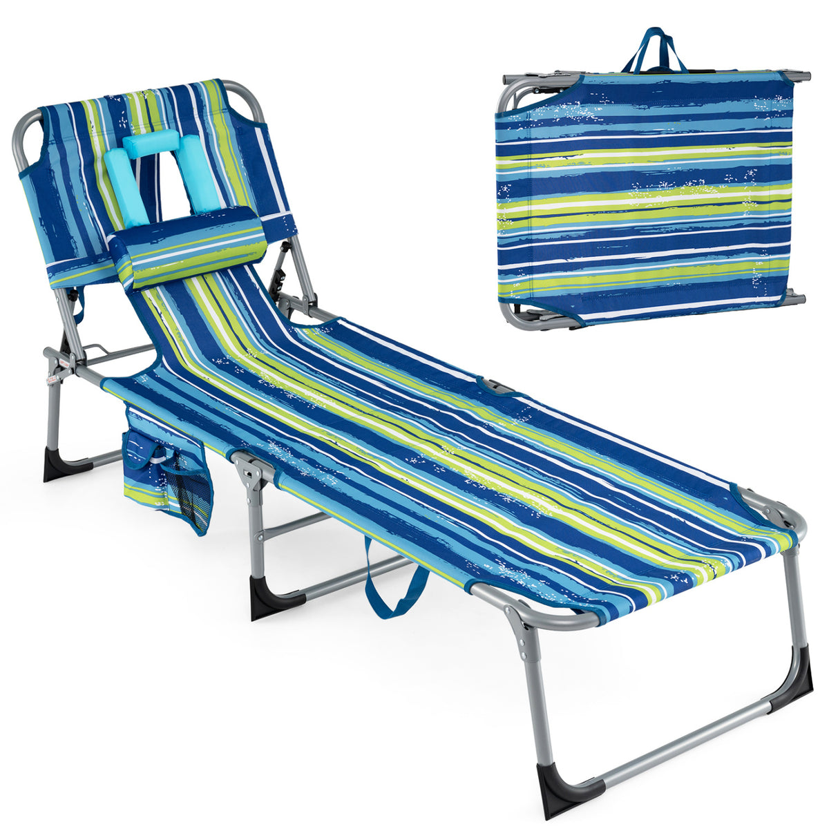 Adjustable Tanning Lounge Chair Set of 2 with Face Hole