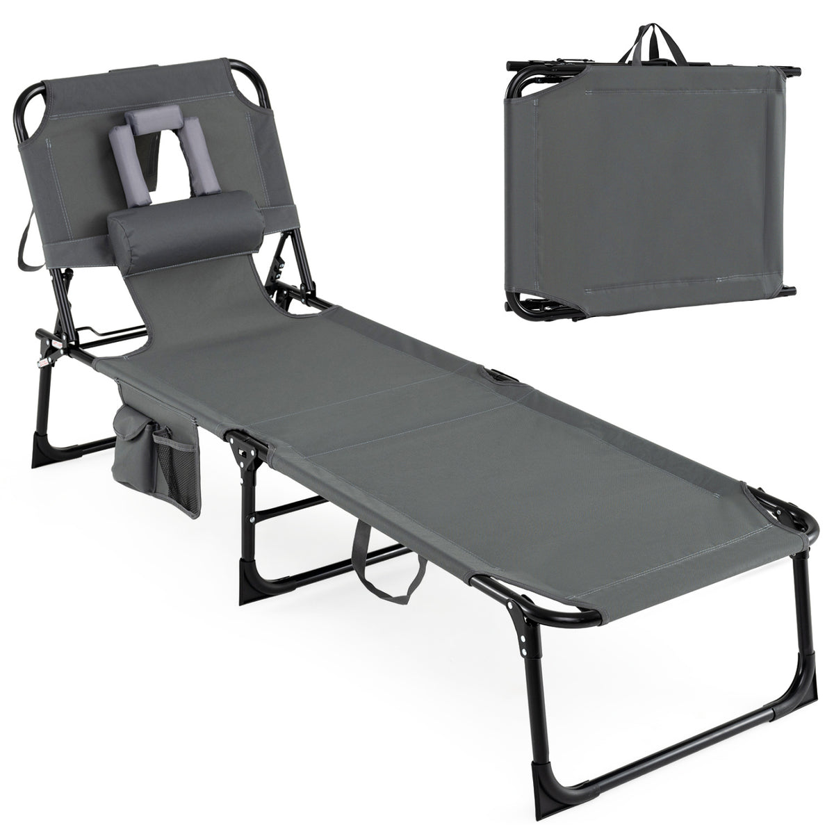 Adjustable Tanning Lounge Chair Set of 2 with Face Hole