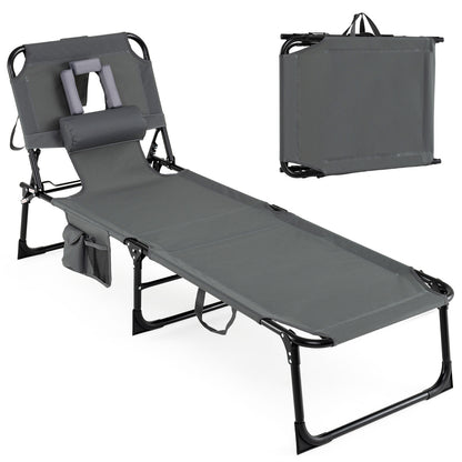 Adjustable Tanning Lounge Chair Set of 2 with Face Hole