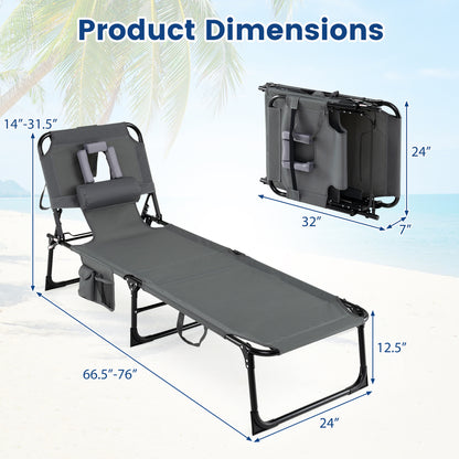 Adjustable Tanning Lounge Chair Set of 2 with Face Hole