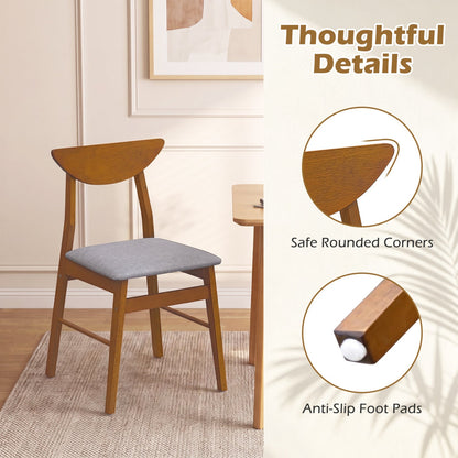 Upholstered Dining Chairs Set of 2 with Curved Backrest