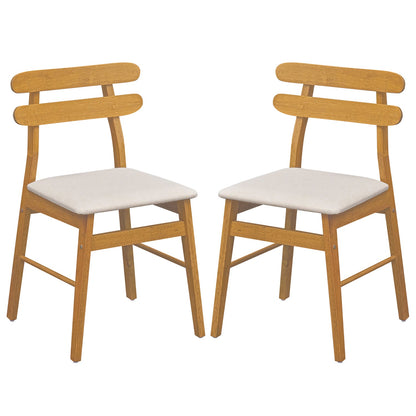 Upholstered Dining Chairs Set of 2 with Solid Wood Legs