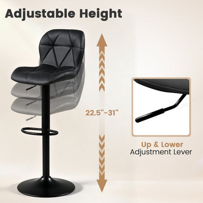 Swivel Bar Stools Set of 2 with Adjustable Height