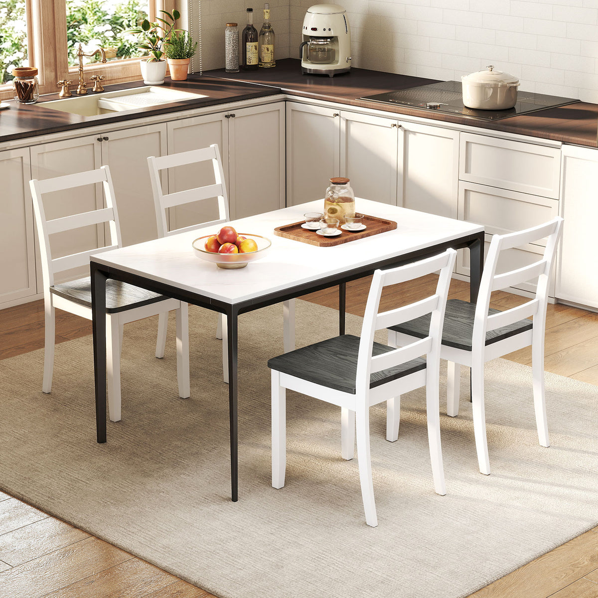 Wood Dining Chairs Set of 2 with Ladder Back