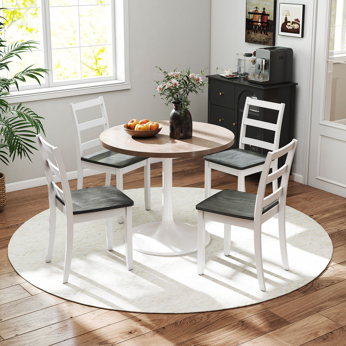 Wood Dining Chairs Set of 2 with Ladder Back