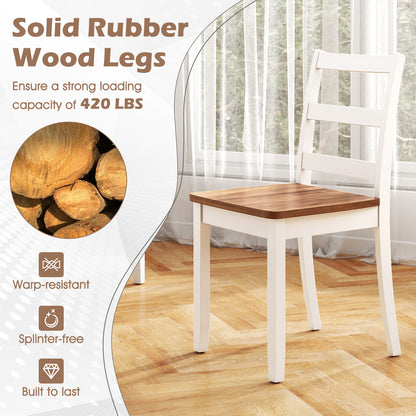 Wood Dining Chairs Set of 2 with Ladder Back