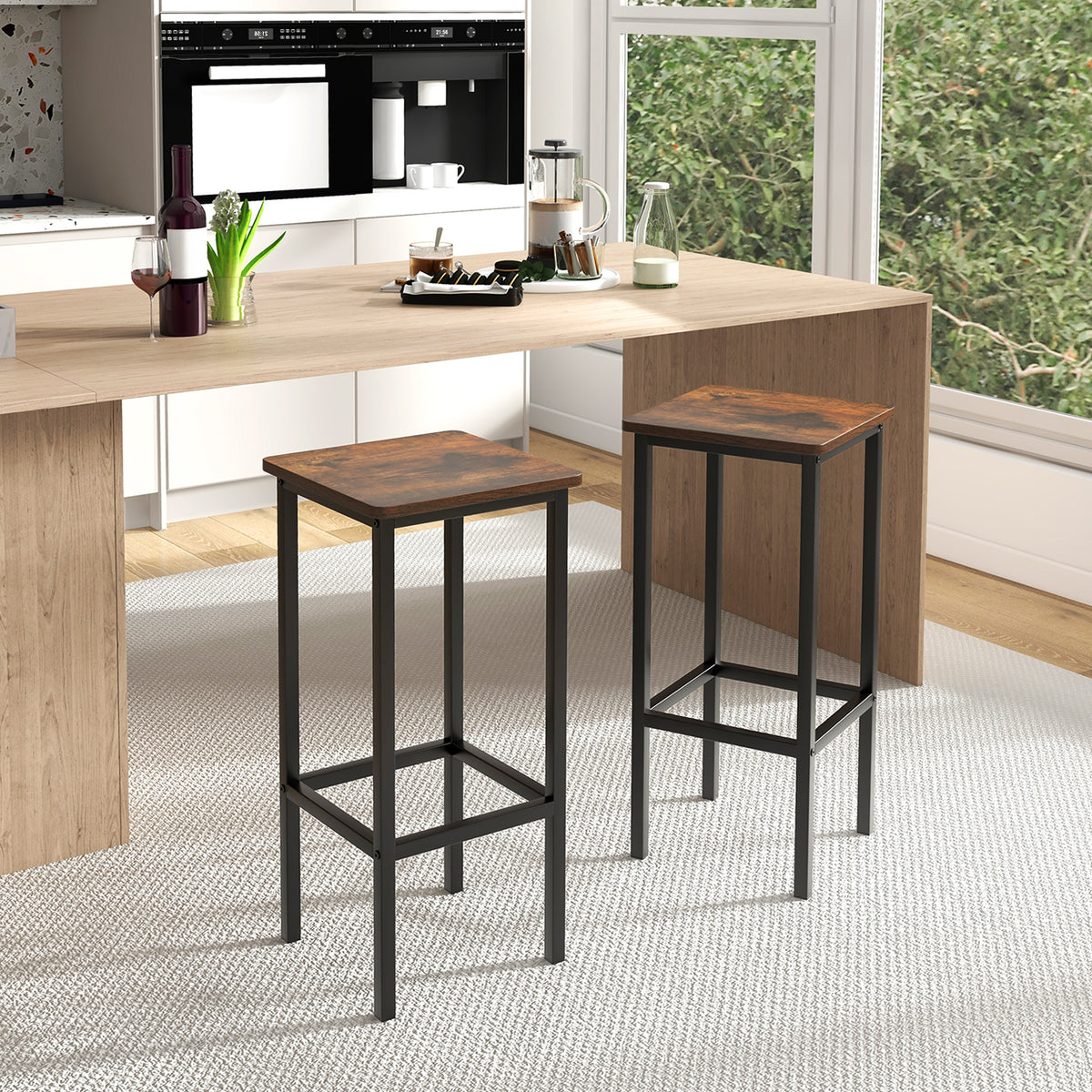 26-Inch Bar Stools with Footrest, Set of 4