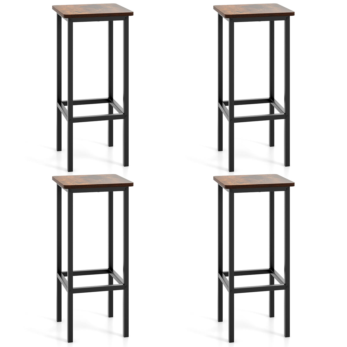 26-Inch Bar Stools with Footrest, Set of 4