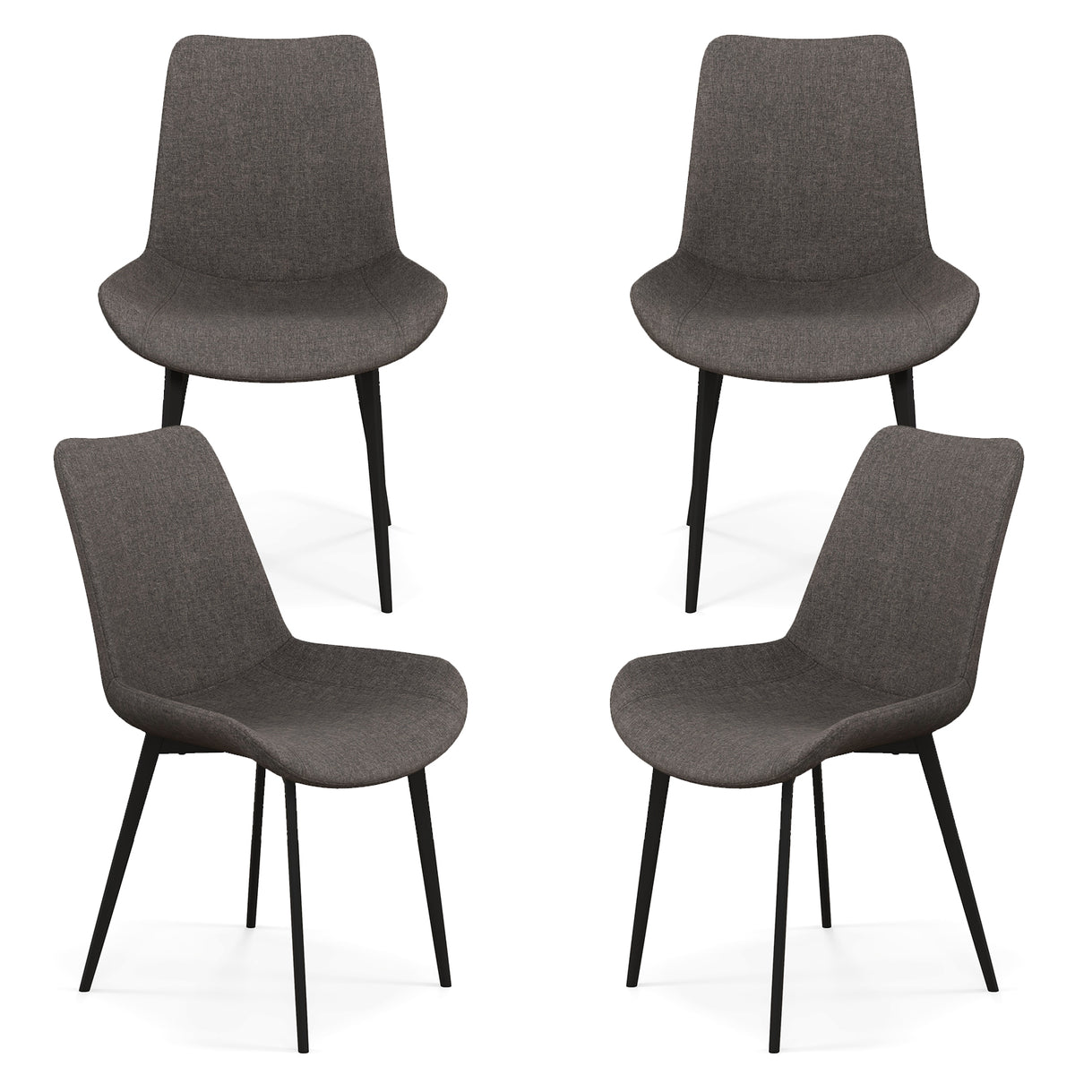 Upholstered Dining Chairs Set of 4 with Padded Backs