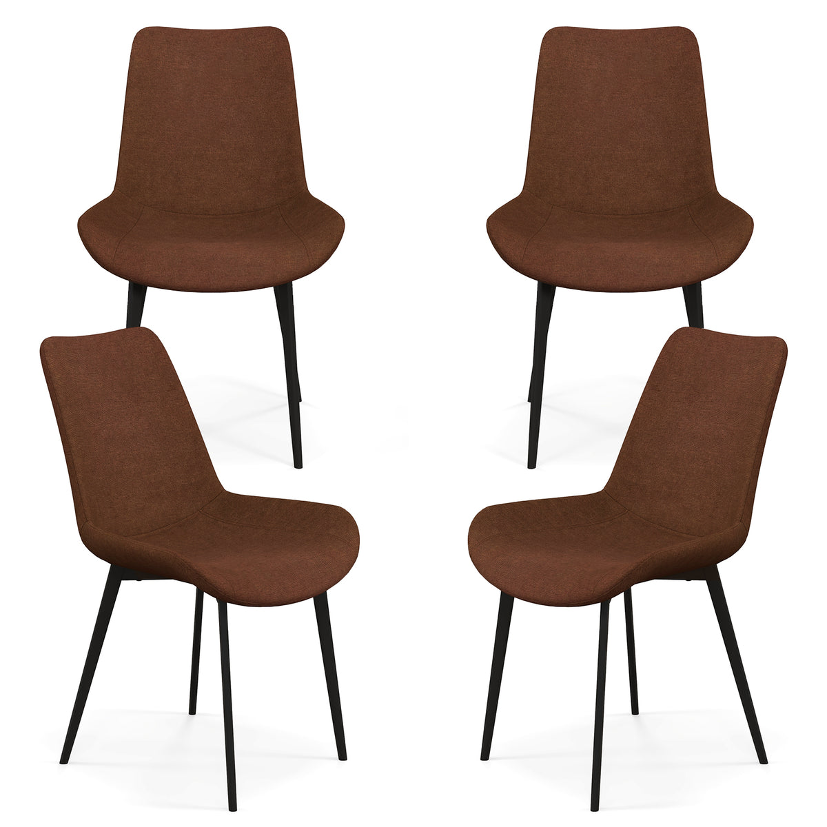 Upholstered Dining Chairs Set of 4 with Padded Backs