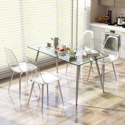 Dining Chairs Set of 4 with Clear Seat and Wood Legs