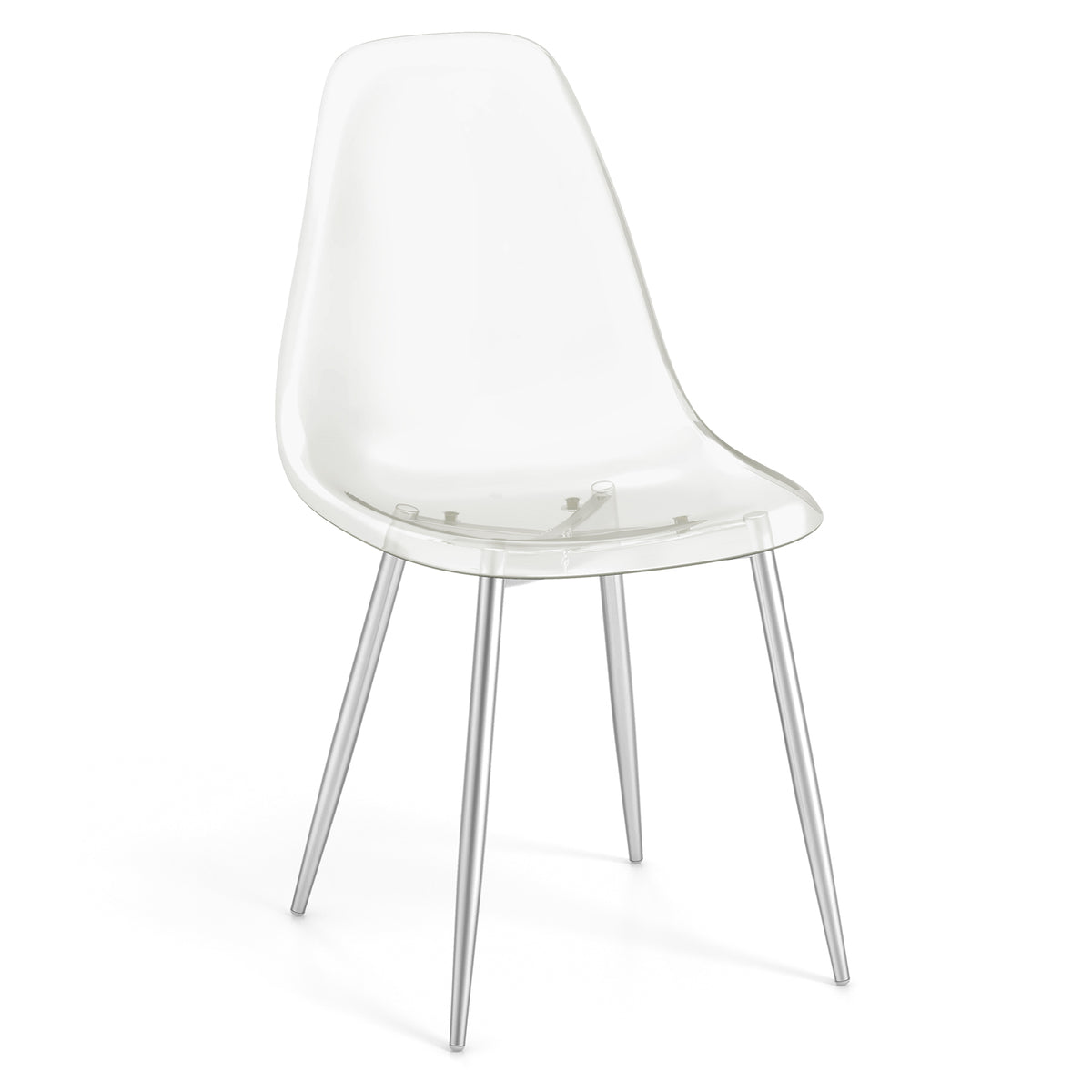 Dining Chairs Set of 4 with Clear Seat and Wood Legs