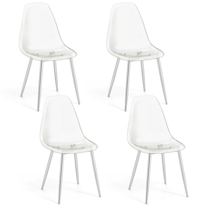 Dining Chairs Set of 4 with Clear Seat and Wood Legs