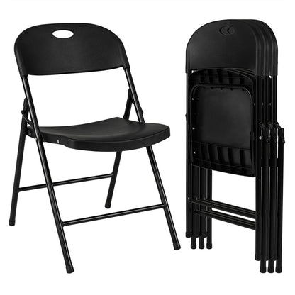 Foldable Plastic Dining Chairs Set of 4 with Ergonomic Backrest