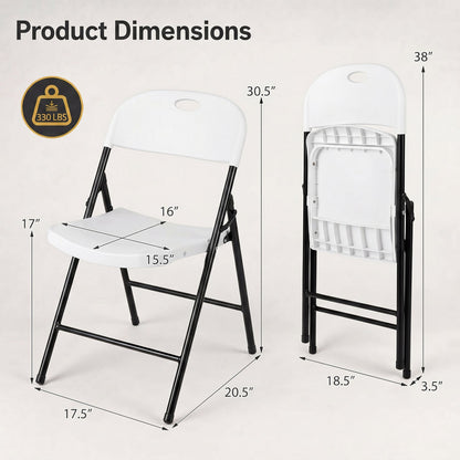 Foldable Plastic Dining Chairs Set of 4 with Ergonomic Backrest