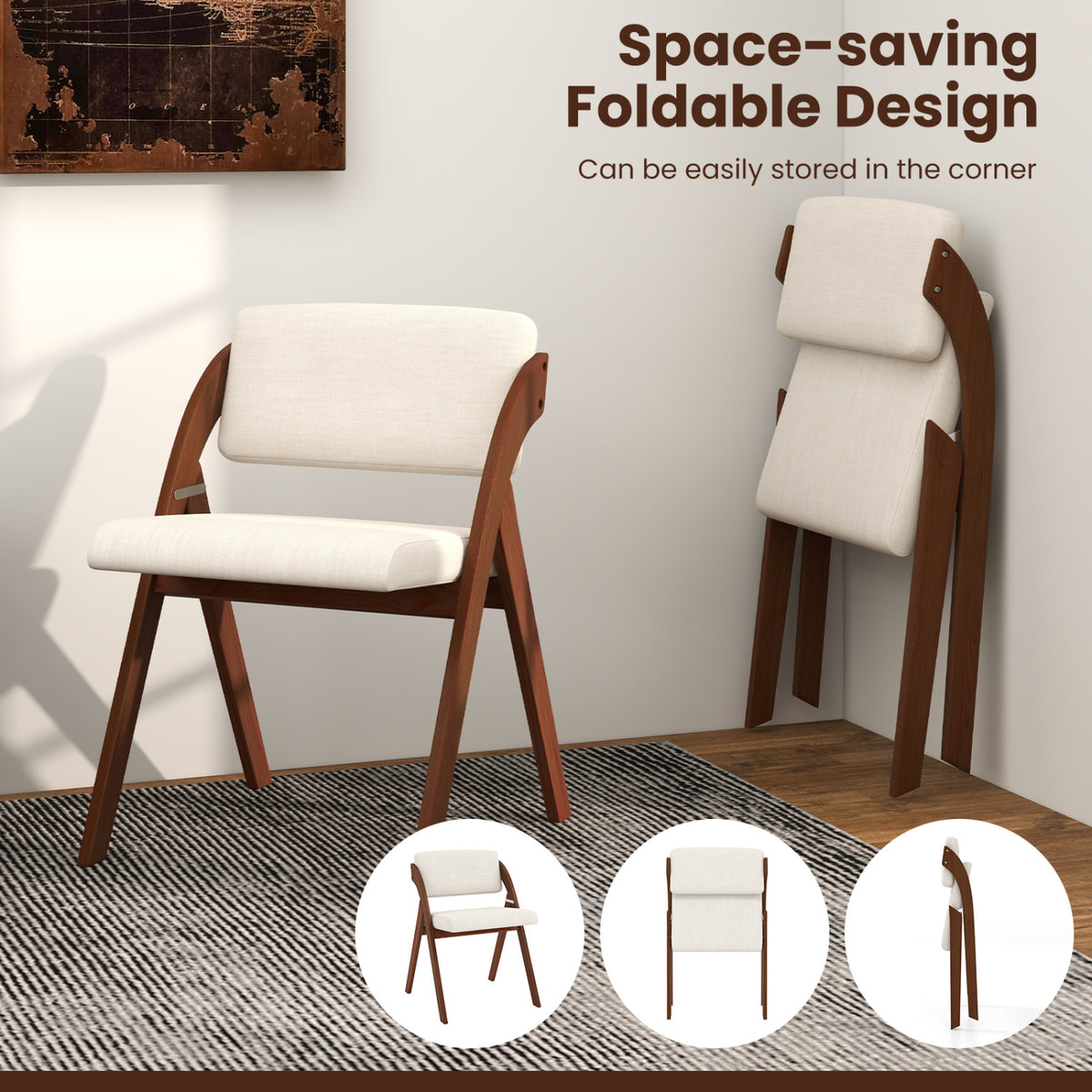 Folding Dining Chairs Set of 4 with Padded Seats