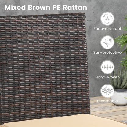 Patio Rattan Dining Chairs Set of 4 with Cushions