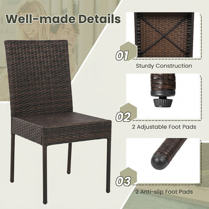 Patio Rattan Dining Chairs Set of 4 with Cushions