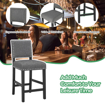 Counter Height Dining Chairs Set of 2 with Rubber Wood Frame