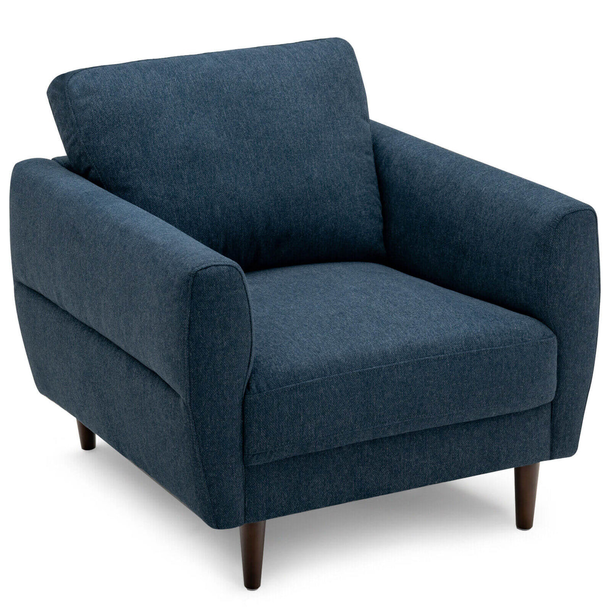Upholstered Accent Chair with Solid Wood Frame - Navy