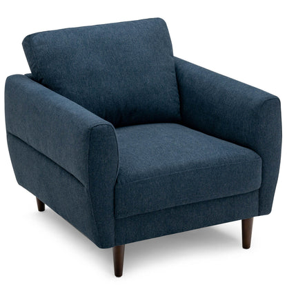Upholstered Accent Chair with Solid Wood Frame - Navy