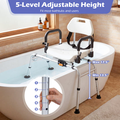 Sliding Shower Chair with Swivel Seat and Backrest