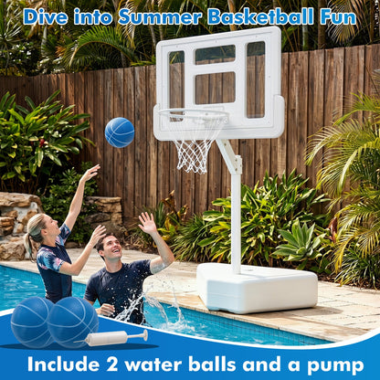 Pool Basketball Hoop with Adjustable Height & 2 Balls