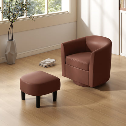 Swivel Accent Chair with Ottoman and Curved Backrest