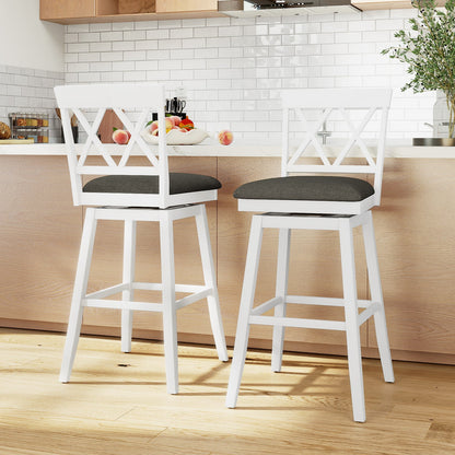 Swivel Bar Stools Set of 4 Counter Height Barstools with Backrest Upholstered Seat Cushion