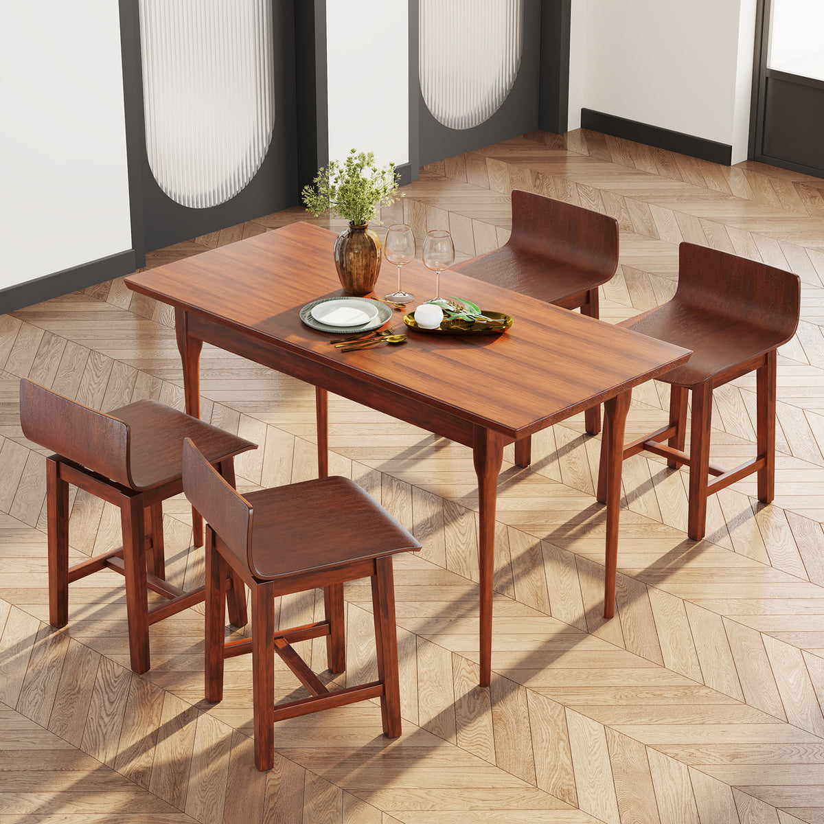 Swivel Dining Chairs Set of 2 with Low Back and Footrest