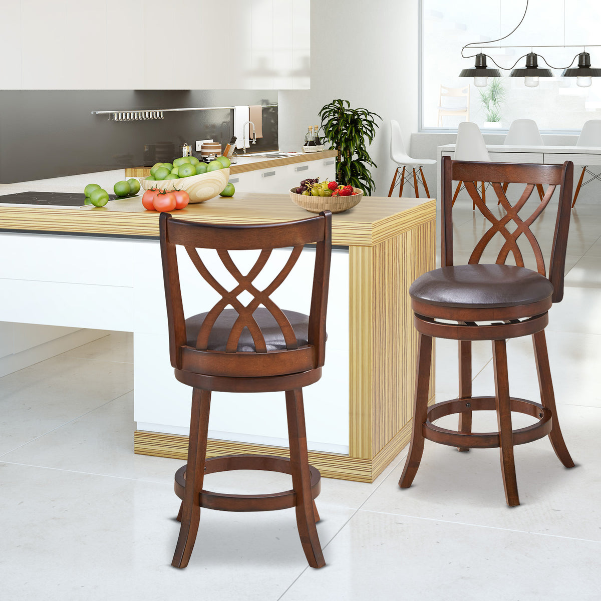 Swivel Counter Height Bar Stool with Cushioned Seat