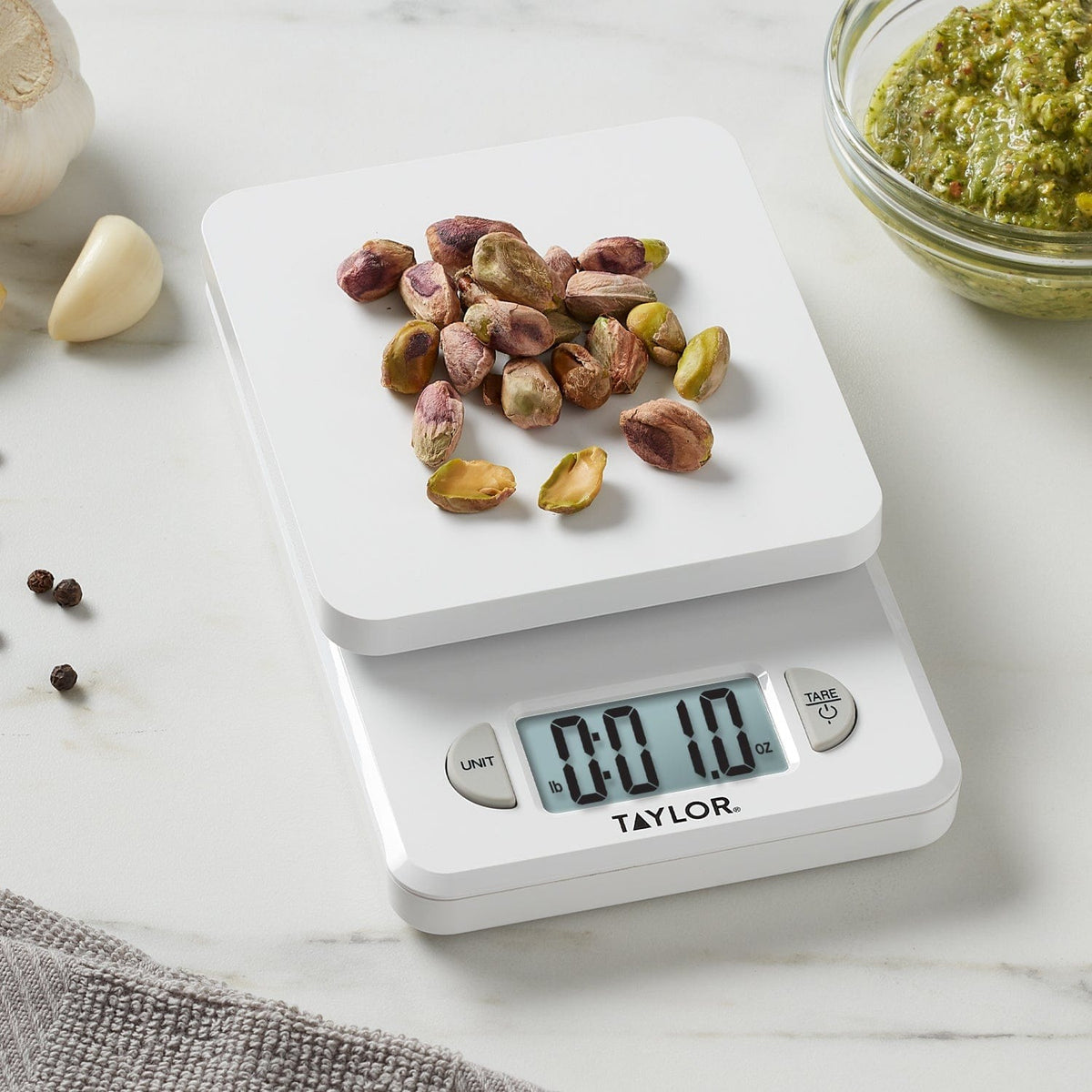 Taylor Compact Digital Kitchen Scale, 11 Lb. Capacity, Red - view 4