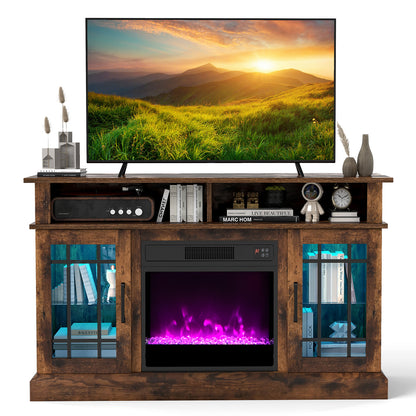 TV Stand with Electric Fireplace LED Lights and Remote Controls for TVs Up to 40 Inch