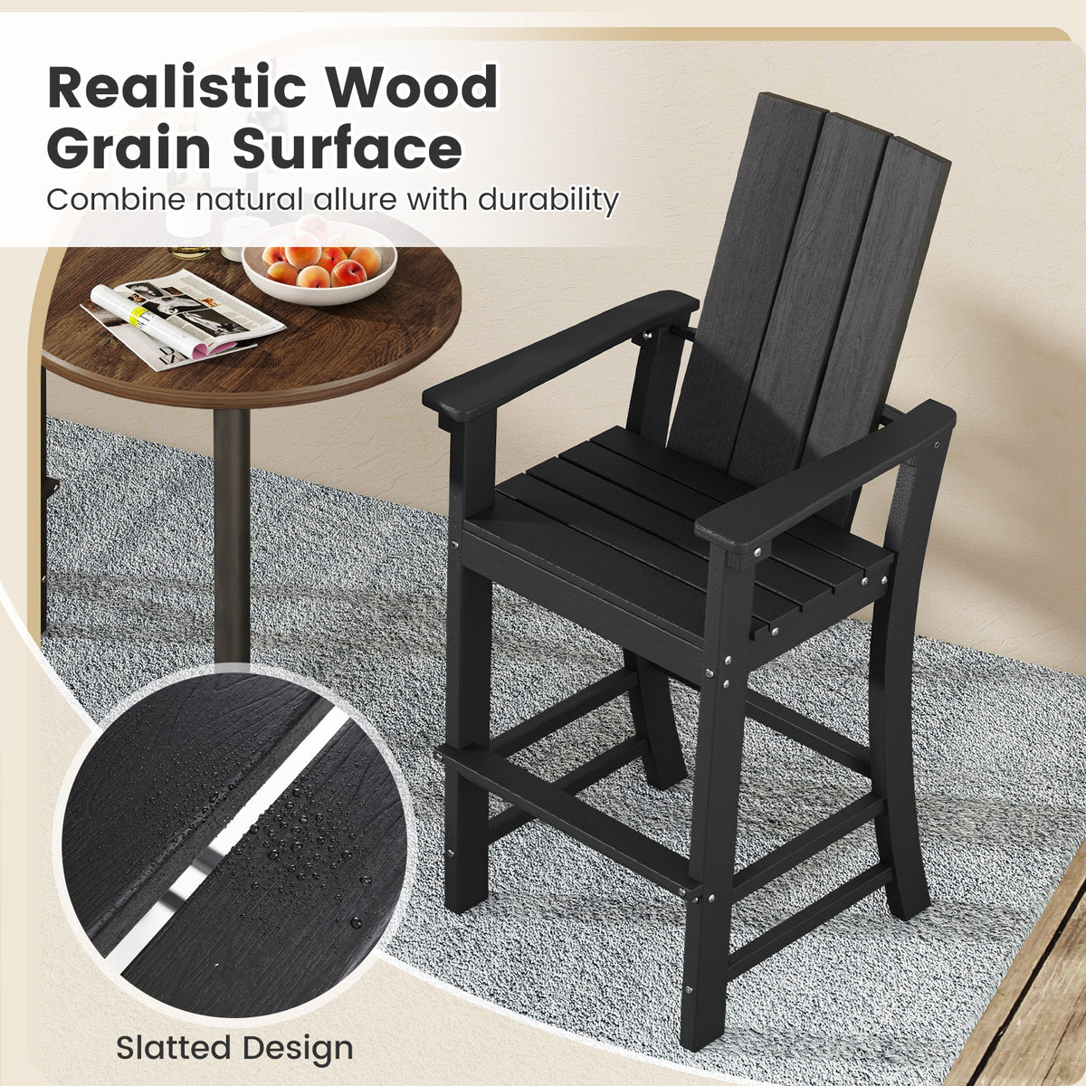 Tall Adirondack Bar Chair with Ergonomic High Back