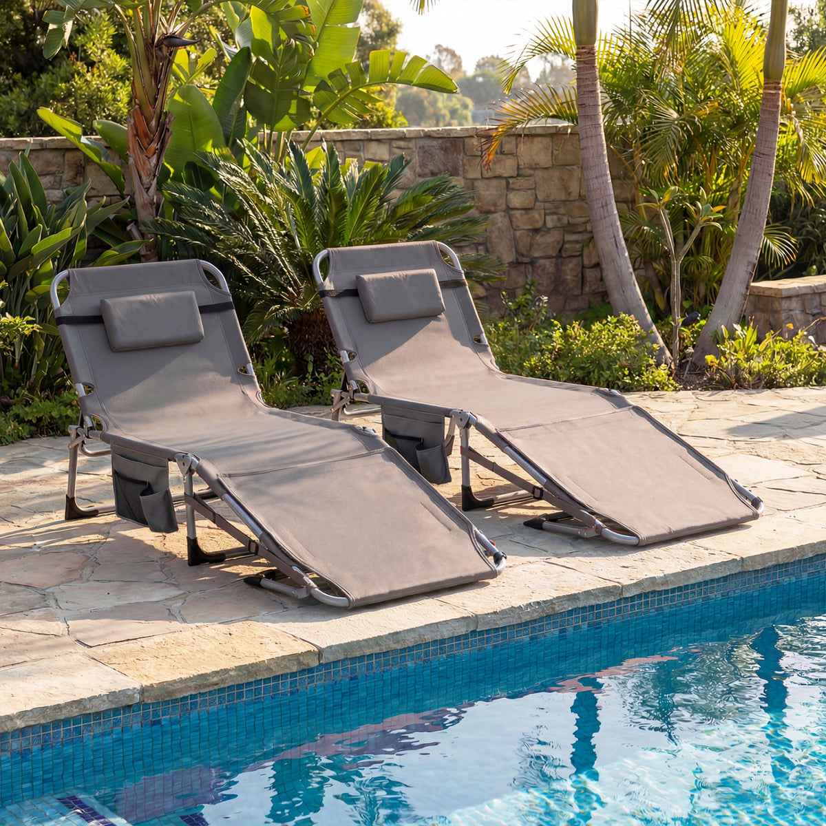 Tanning Chair with Face Hole & Adjustable Backrest - Gray