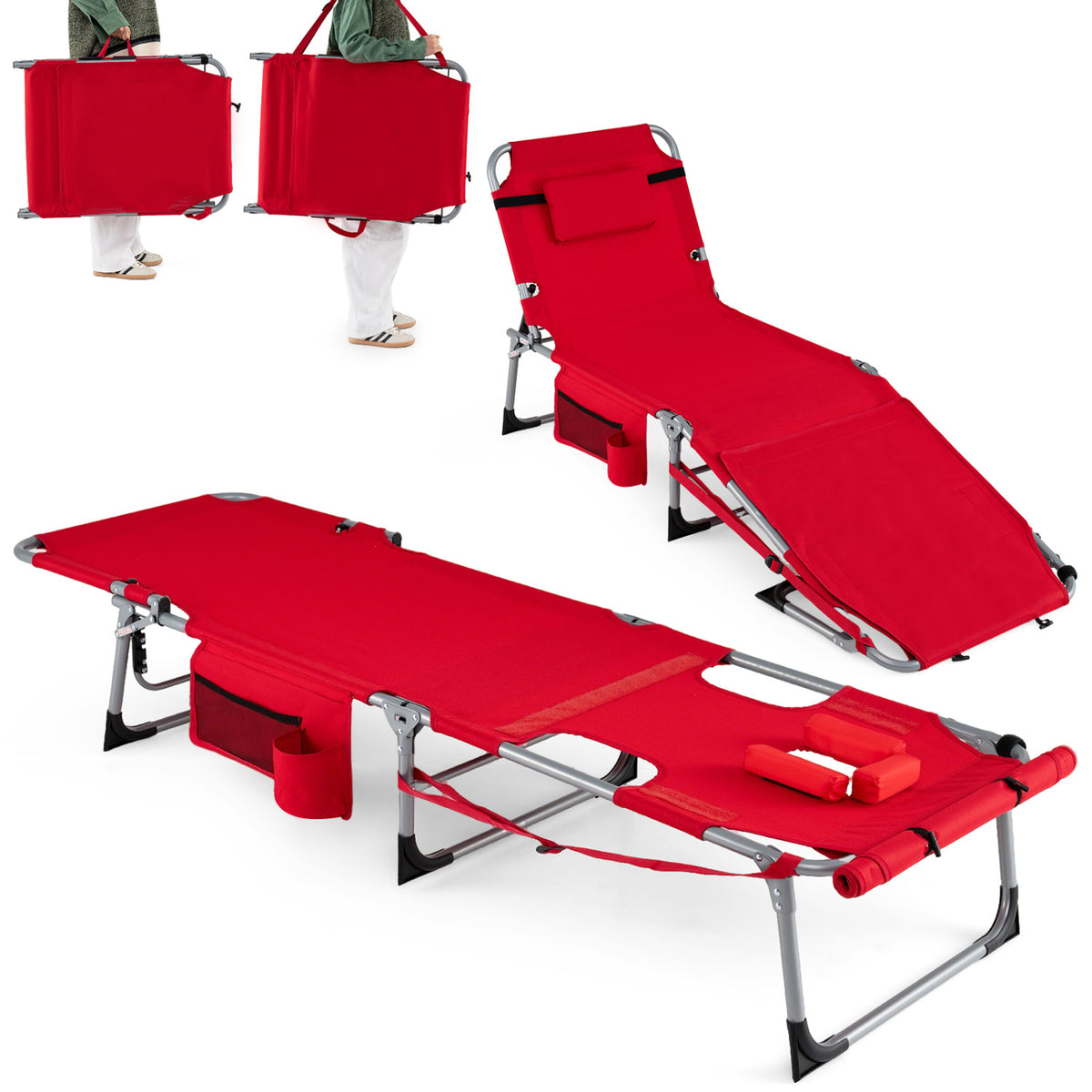 Tanning Chair with Face Hole & Adjustable Backrest - Gray