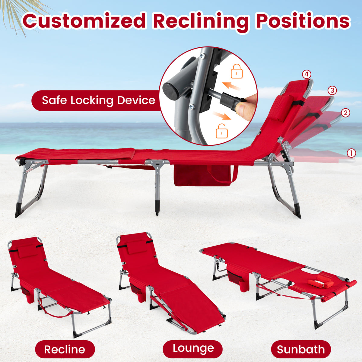 Tanning Chair with Face Hole & Adjustable Backrest - Gray