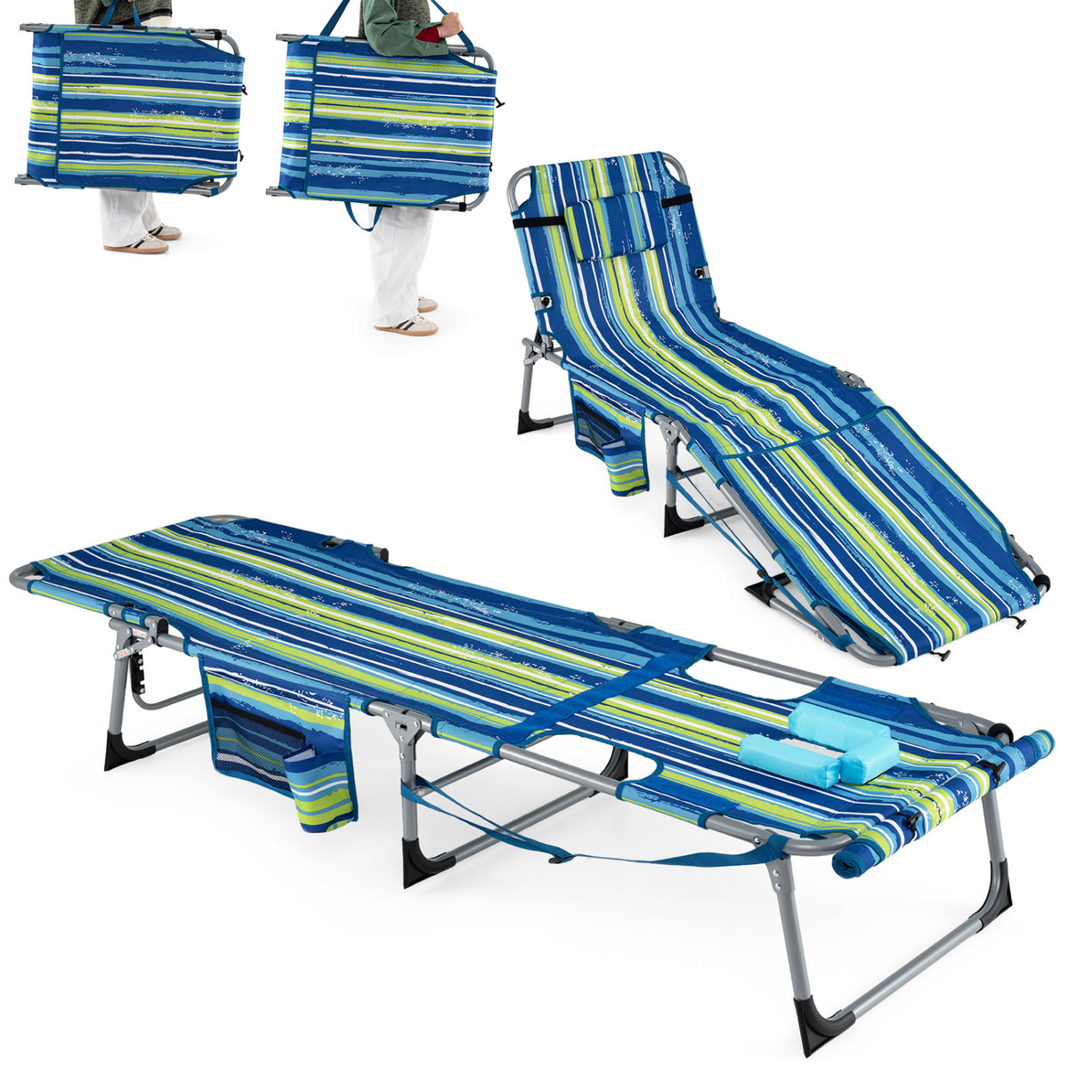 Tanning Chair with Face Hole & Adjustable Backrest - Gray
