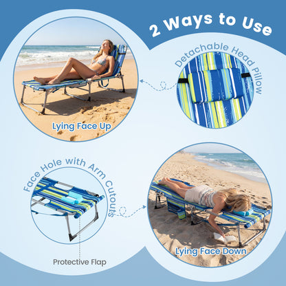 Tanning Chair with Face Hole & Adjustable Backrest - Gray