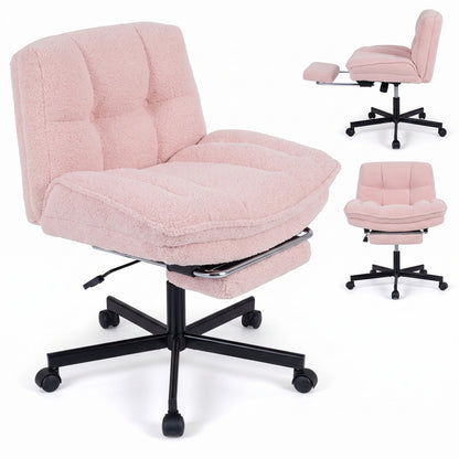 Teddy Plush Office Chair with Footrest and Adjustable Height