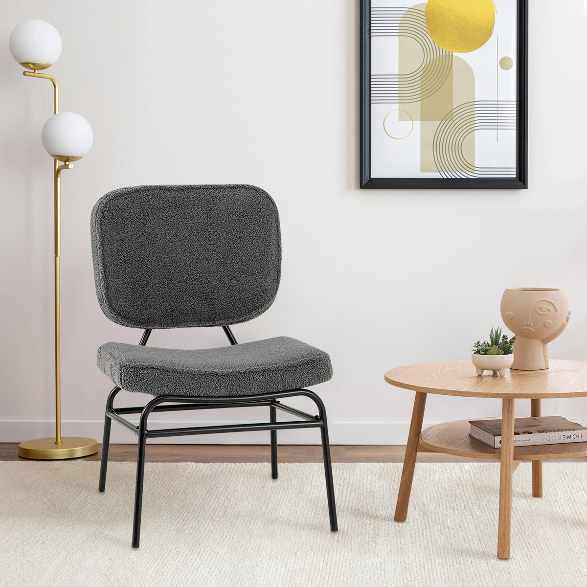 Sherpa Upholstered Accent Chair with Sponge Padding