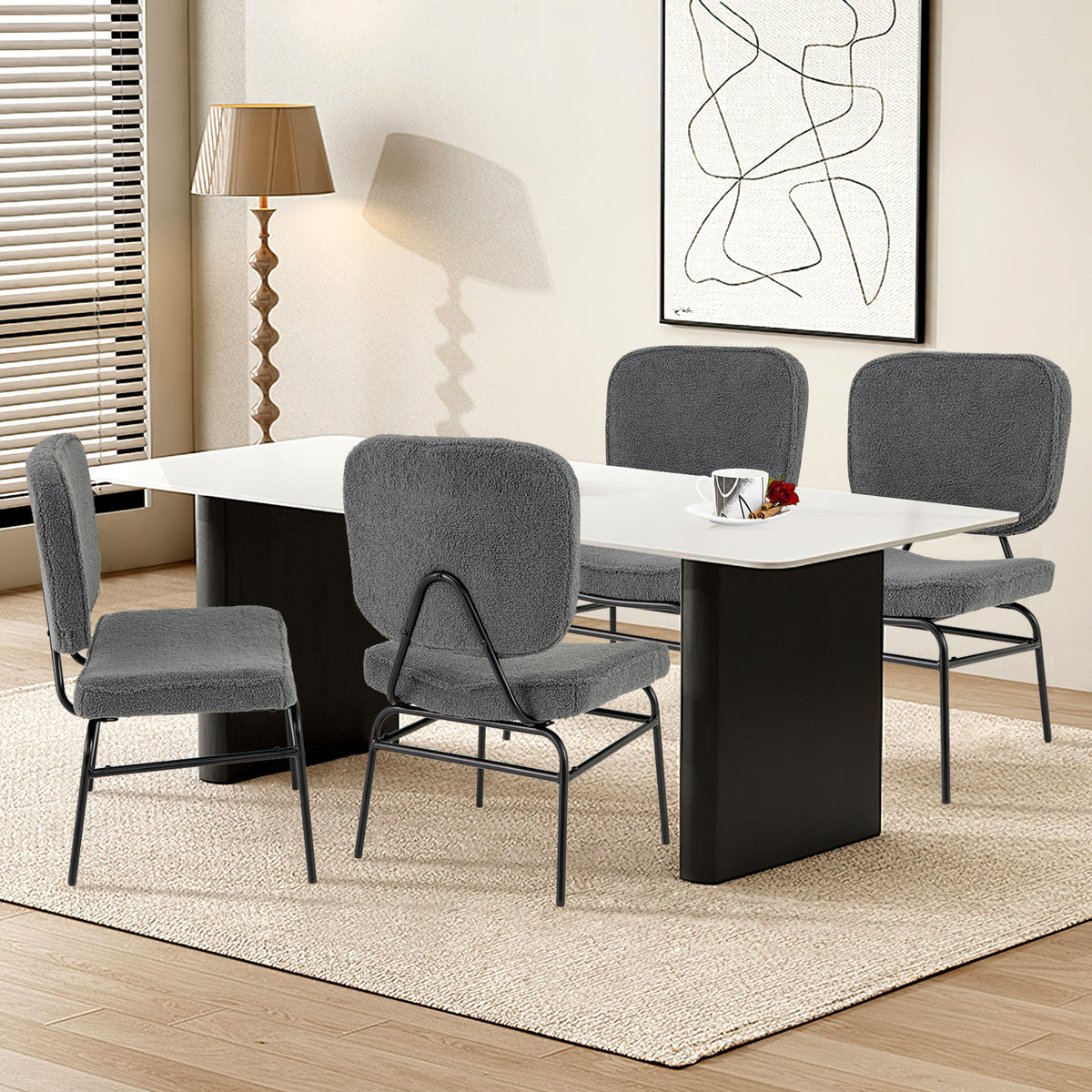 Sherpa Upholstered Accent Chair with Sponge Padding