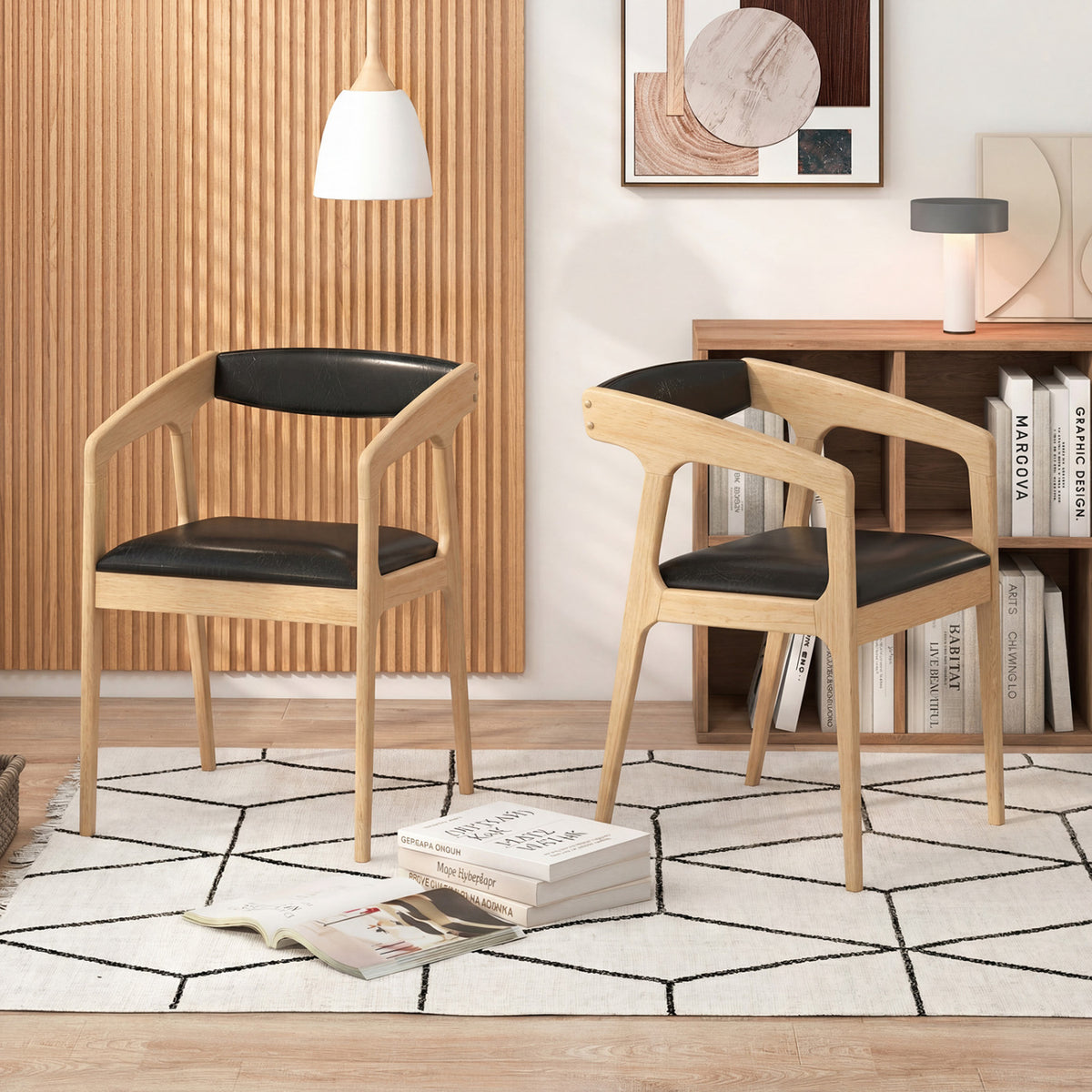 Upholstered Dining Armchairs Set of 2 with Padded Seats