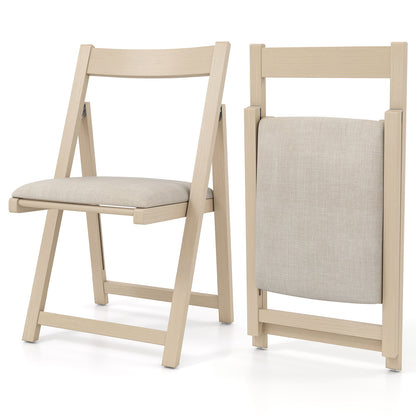 Folding Upholstered Dining Chairs Set of 4 with Curved Backrest