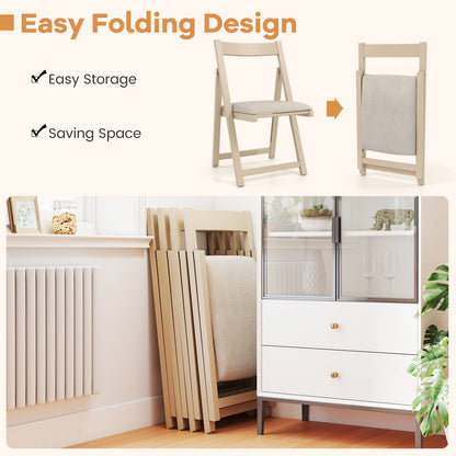 Folding Upholstered Dining Chairs Set of 4 with Curved Backrest